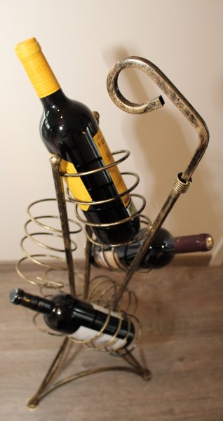 5-er Schmiedebogentraum-Weinregal aus massivem Schmiedeeisen für 5 Flaschen