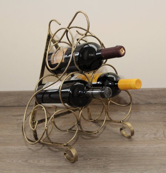 6-er Schmiedetriangeltraum Weinregal für 6 Flaschen aus massivem Schmiedeeisen