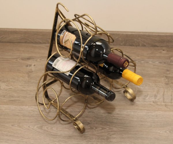 6-er Schmiedetriangeltraum Weinregal für 6 Flaschen aus massivem Schmiedeeisen