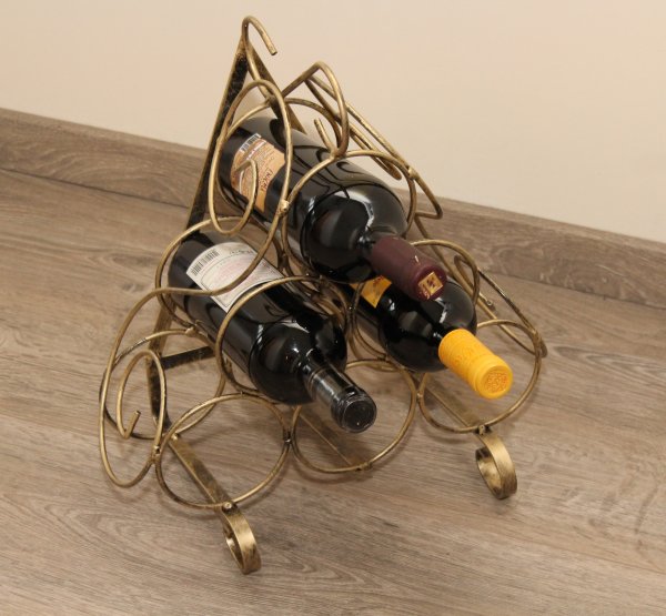 6-er Schmiedetriangeltraum Weinregal für 6 Flaschen aus massivem Schmiedeeisen