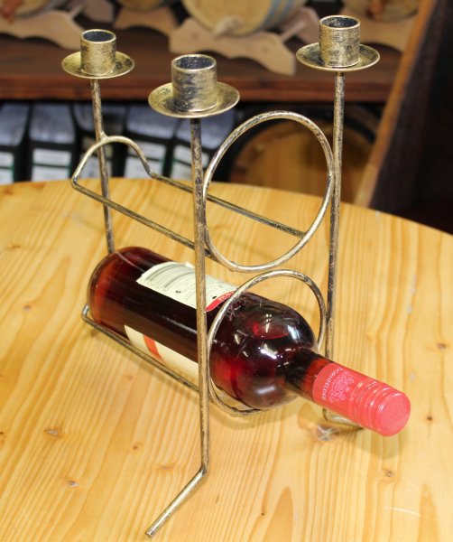 2-er Schmiedetraum Weinregal und Kerzenständer für 2 Flaschen aus massivem Schmiedeeisen