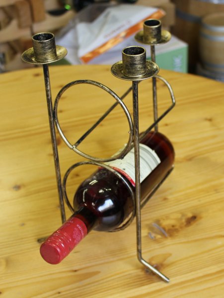 2-er Schmiedetraum Weinregal und Kerzenständer für 2 Flaschen aus massivem Schmiedeeisen