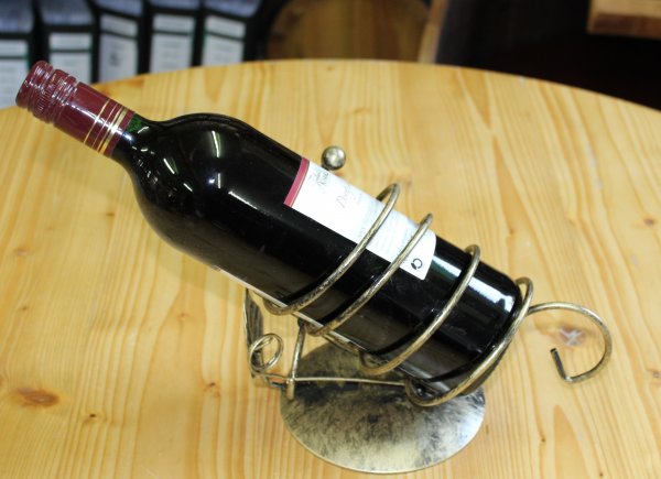 1-er Schmiedetraum-111 Weinregal für 1 Flaschen aus massivem Schmiedeeisen