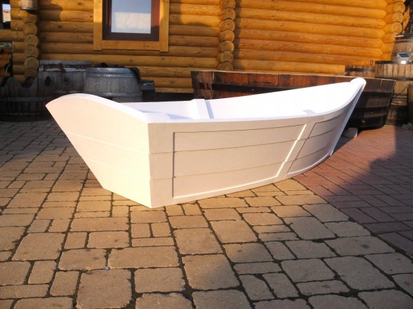 NORDIKA-23 weißes Holzboot Designboot als Garten-Dekoration