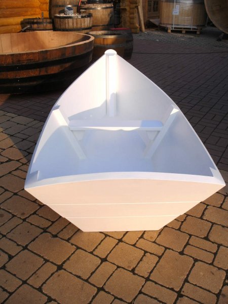 NORDIKA-23 weißes Holzboot Designboot als Garten-Dekoration