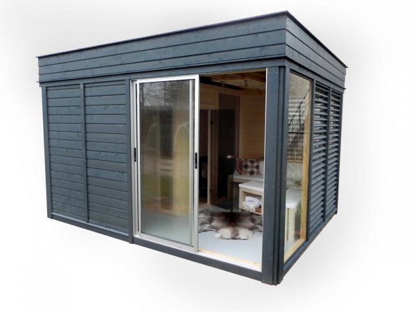 Gartensauna Sauna Cube 4 x 3 m (Breite x Tiefe) aus Fichtenholz Garten cube Kube Gartenhaus Holzhaus Holz Pavillon Pavillon Garten Pavillon