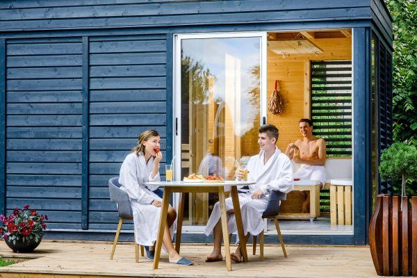 Gartensauna Sauna Cube 4 x 3 m (Breite x Tiefe) aus Fichtenholz Garten cube Kube Gartenhaus Holzhaus Holz Pavillon Pavillon Garten Pavillon