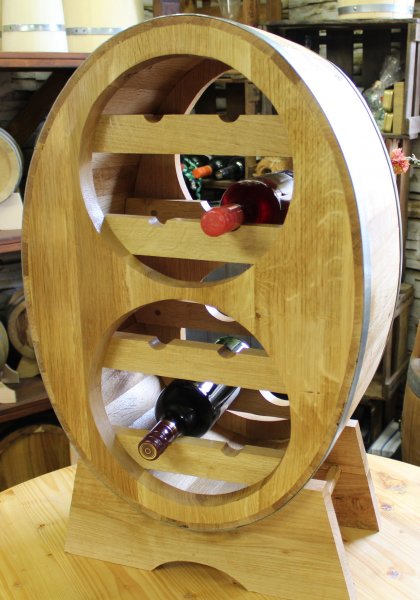 Weinregal OVALFASS für 8 Flaschen aus massivem Eichenholz