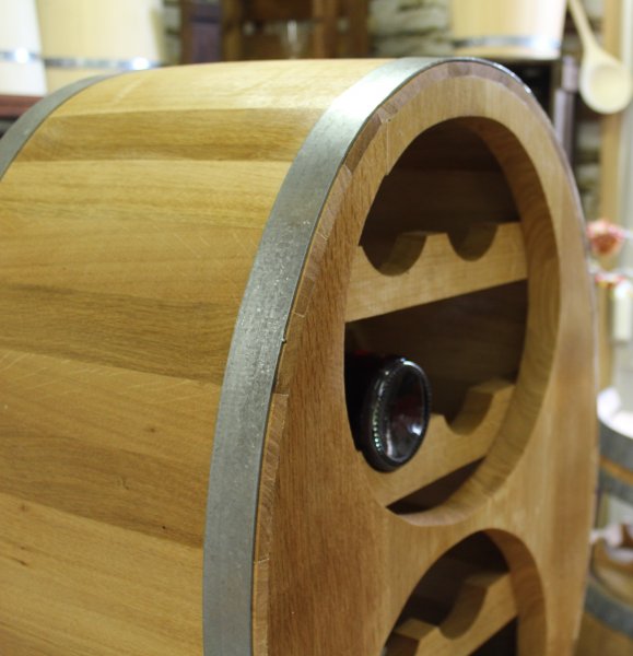 Weinregal OVALFASS für 8 Flaschen aus massivem Eichenholz