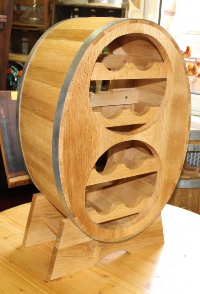 Weinregal OVALFASS für 8 Flaschen aus massivem Eichenholz