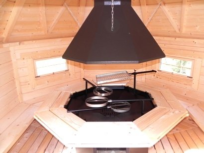 GKF25+25 Doppel Grillkota mit 1 x Verbindungsanbau 1,95 x 1,99 m, Fichte für ca. 42 Personen