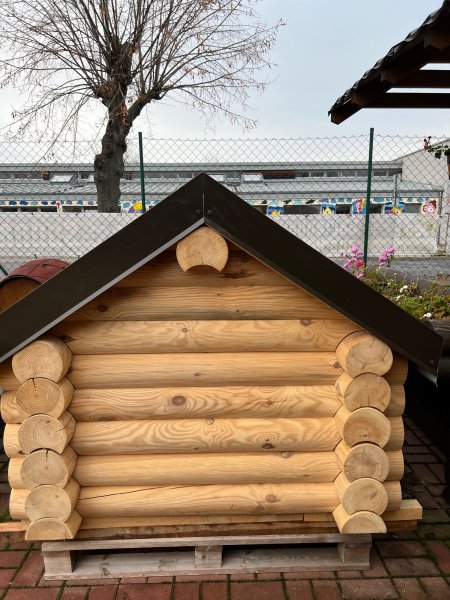 Hundehütte aus 16cm Rundbohlen Hundehaus Hundeschlafplatz Tierhaus Hundekota ein Haus für's Hundeleben