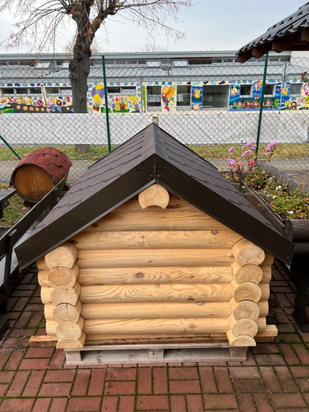 Hundehütte aus 16cm Rundbohlen Hundehaus Hundeschlafplatz Tierhaus Hundekota ein Haus für's Hundeleben
