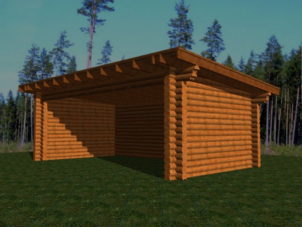 Pferdestall 7x4m einseitig offen aus massiven 20cm Runbbohlen Pferdebox Pferdeuntersand Unterstand Carport Garage