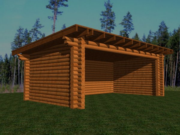 Pferdestall 7x4m einseitig offen aus massiven 20cm Runbbohlen Pferdebox Pferdeuntersand Unterstand Carport Garage