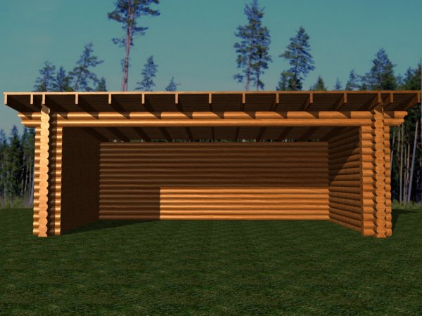 Pferdestall 7x4m einseitig offen aus massiven 20cm Runbbohlen Pferdebox Pferdeuntersand Unterstand Carport Garage