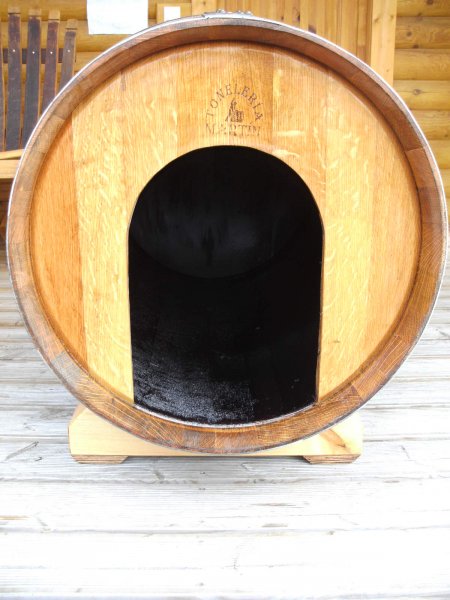 600L Fass - Hundehütte Fass fertig montiertes Hundehaus Hundeschlafplatz Tierhaus Fasshütte Fasslaube