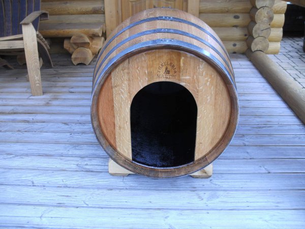 225L Fass - Hundehütte Fass fertig montiertes Hundehaus Hundeschlafplatz Tierhaus Fasshütte Fasslaube