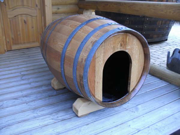 225L Fass - Hundehütte Fass fertig montiertes Hundehaus Hundeschlafplatz Tierhaus Fasshütte Fasslaube