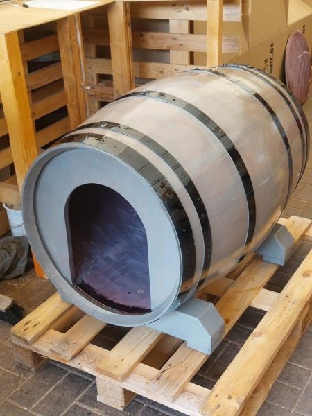 225L Fass - Hundehütte Fass fertig montiertes Hundehaus Hundeschlafplatz Tierhaus Fasshütte Fasslaube