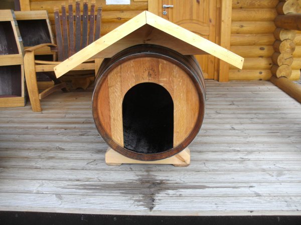 225L Fass - Hundehütte mit Dach fertig montiertes Hundehaus Hundeschlafplatz Tierhaus Fasshütte Fasslaube