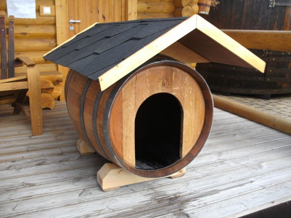 225L Fass - Hundehütte mit Dach fertig montiertes Hundehaus Hundeschlafplatz Tierhaus Fasshütte Fasslaube