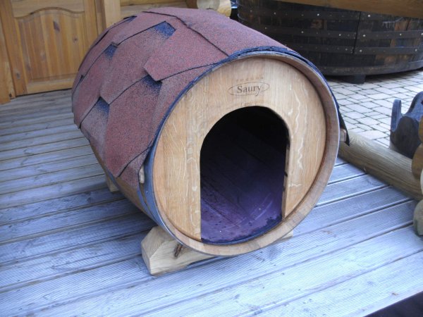 225L Fass - Hundehütte mit Dach fertig montiertes Hundehaus Hundeschlafplatz Tierhaus Fasshütte Fasslaube