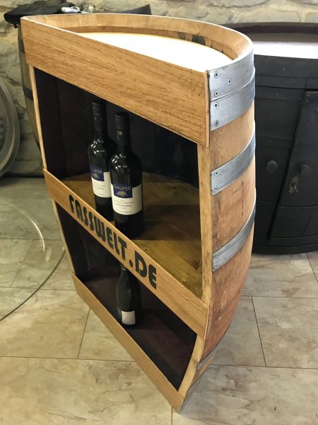 Halbfassbar NAVARRA Weinregal mit Zwischenboden aus gebrauchtem Weinfass Eichenfass