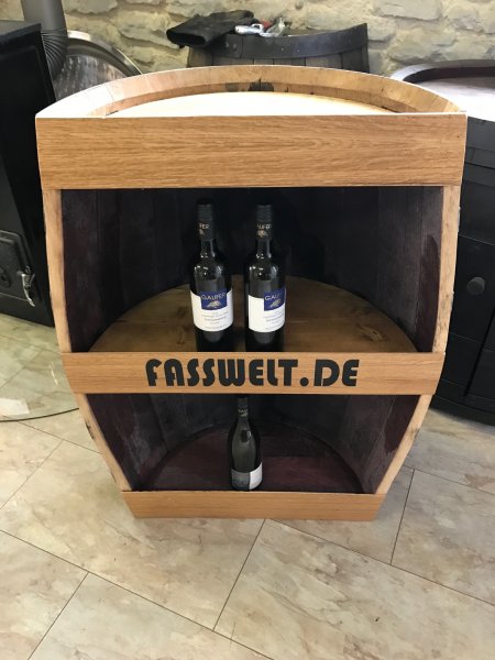 Halbfassbar NAVARRA Weinregal mit Zwischenboden aus gebrauchtem Weinfass Eichenfass