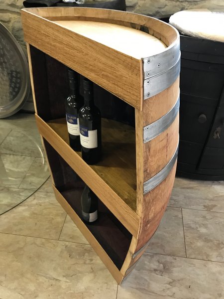 Halbfassbar NAVARRA Weinregal mit Zwischenboden aus gebrauchtem Weinfass Eichenfass