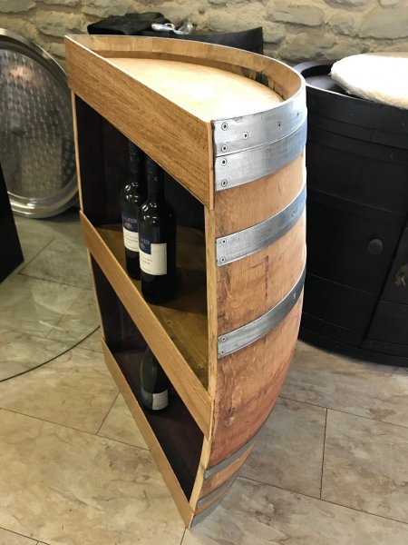 Halbfassbar NAVARRA Weinregal mit Zwischenboden aus gebrauchtem Weinfass Eichenfass