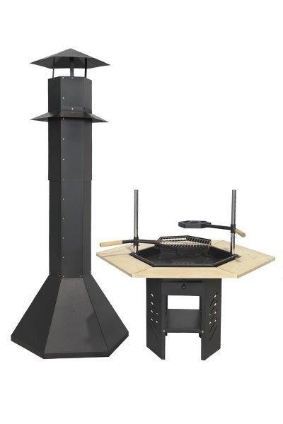 TOP 8-Eckiger LUXURY GRILL mit Spritzschutz und mit Tischwerweiterung für alle Grillkota & Pavillon Kohlegrill BARBECUE BBQ Holzgrill