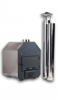 Viking BFO1912FG- ovales Badefass / Saunatauchbecken / Badewanne mit Fichtenholzaußenverkleidung, Dm 1,9x1,2 m, Fiberglaseinsatz, Außenofen auf Wunsch