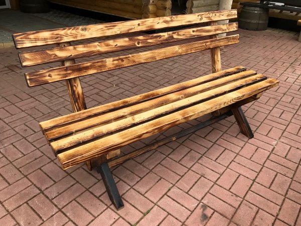 2 x 2m FACHWERK - Sitzbank mit Rückenlehne FWSB+RL-2M aus massiven ALT- & Neu-HOLZ FICHTE mit 2m Länge und 100cm Breite Höhe 77cm