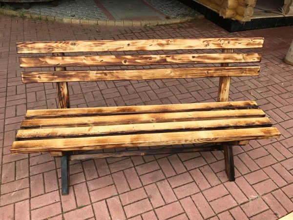 2 x 2m FACHWERK - Sitzbank mit Rückenlehne FWSB+RL-2M aus massiven ALT- & Neu-HOLZ FICHTE mit 2m Länge und 100cm Breite Höhe 77cm