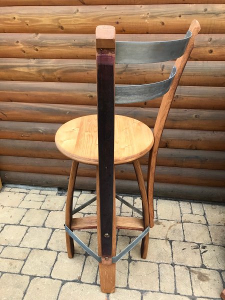 225L Fasstisch-Rustica & 2 Fass-Barhocker-BARDOLINO-RLR T-Platte D.80cm, H.110cm