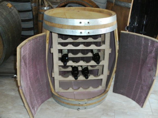 Mini Fassbar - E50 aus neuem 50 Liter Eichenfass Weinfass Holzfass Schnapsfass Whiskyfass Fasstisch Nachttisch Bettkonsole Beistelltisch