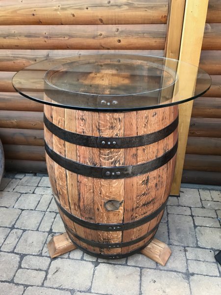 Whiskyfasstisch - Bourbon-190 mit Tischplatte D.80cm, Höhe 110cm Eichenfass Fasstisch Stehtisch Bistrotisch Tisch