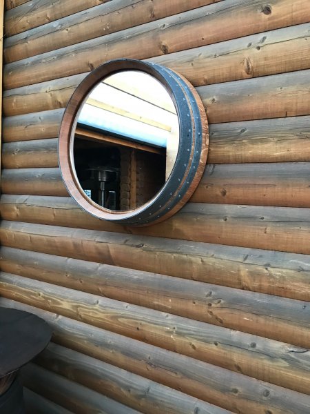 225L Fassfront - Spiegel - BASIC D.56cm und 14cm Tiefe aus gebrauchtem Eichenfass