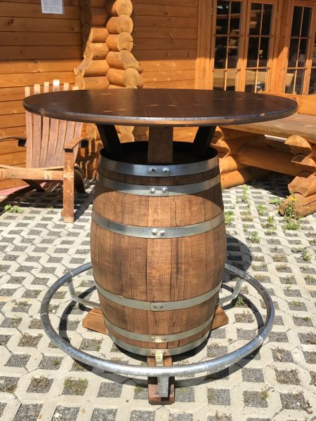 150L Fasstisch - KONFIGURATOR - mit Tischplatte D. 80-120cm, Höhe 110-115cm