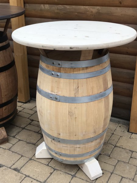 150L Fasstisch - KONFIGURATOR - mit Tischplatte D. 80-120cm, Höhe 110-115cm