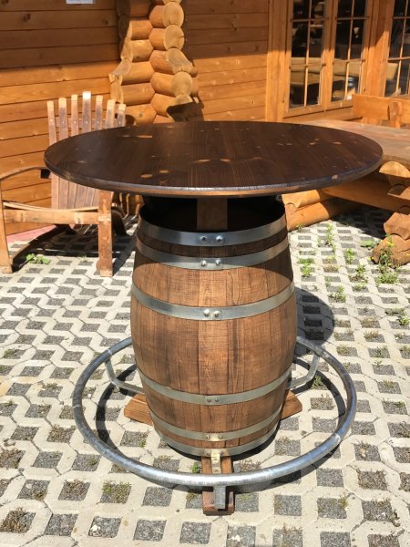 150L Fasstisch - KONFIGURATOR - mit Tischplatte D. 80-120cm, Höhe 110-115cm