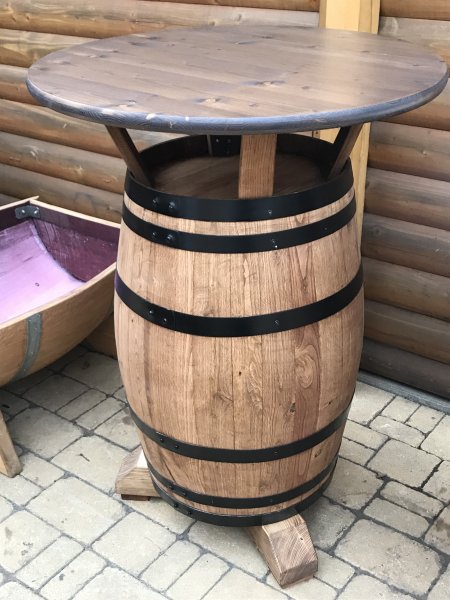 150L Fasstisch - KONFIGURATOR - mit Tischplatte D. 80-120cm, Höhe 110-115cm