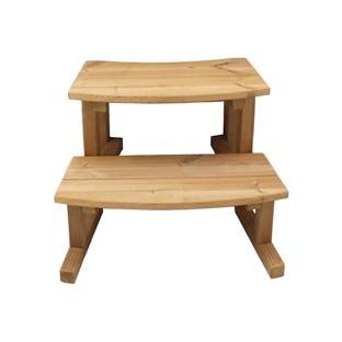 Rundtreppe STEP-A mit zwei Stufen Badefass Einstiegstreppe aus Thermowood erweiterbar