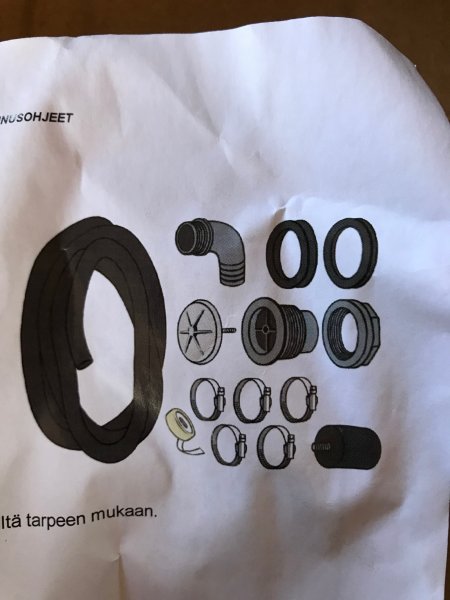 Anschlussset für Fass-Sandfilter an Kirami - Badefass mit Kunststoff-Innen-Einsatz - Komplett Set.