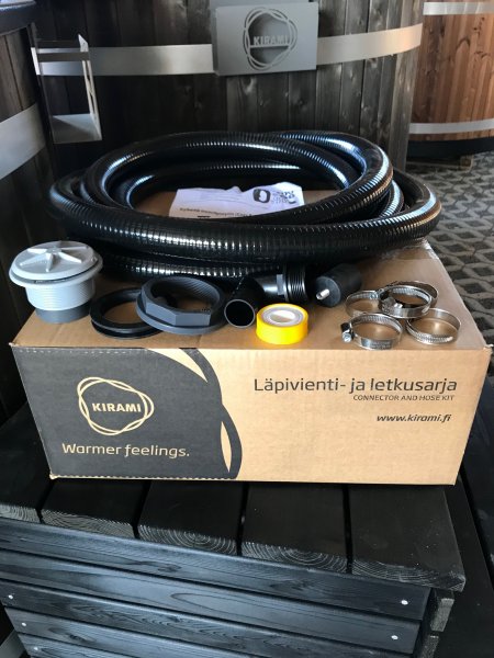 Anschlussset für Fass-Sandfilter an Kirami - Badefass mit Kunststoff-Innen-Einsatz - Komplett Set.