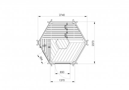 SKF045 4,5m2 Saunakota ohne Vorraum mit großem Saunaraum, Fichte für ca. 5-6 Personen