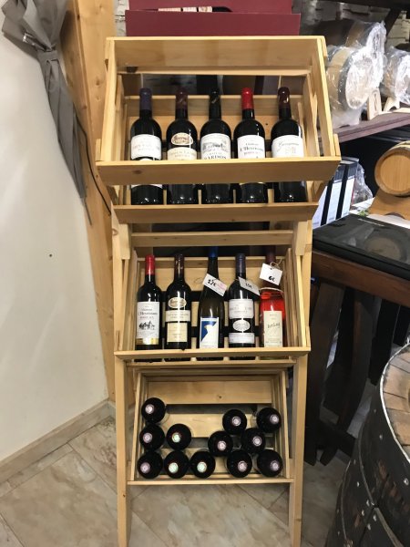 3-er Weinkiste Weinregal Aufsteller aus neuen abgeschliffenen Holz - Weinkisten Prospektenstand Ständer Regal Holzregal