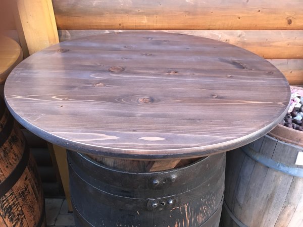 Tischplatte mit 100cm bis 120cm Durchmesser und 3cm Stärke aus 3-Schicht-Fichtenleinholz