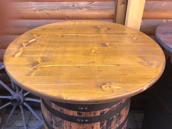 Tischplatte mit 100cm bis 120cm Durchmesser und 3cm Stärke aus 3-Schicht-Fichtenleinholz